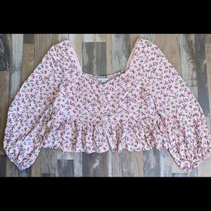 AE Peplum Cropped Long Sleeve Blouse Size Xxl
